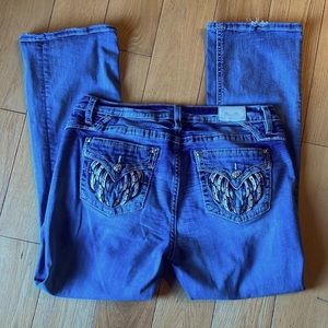 Miss Me Jeans Blinged Angel Winged Mid Rise Chloe Boot Cut M5082B118